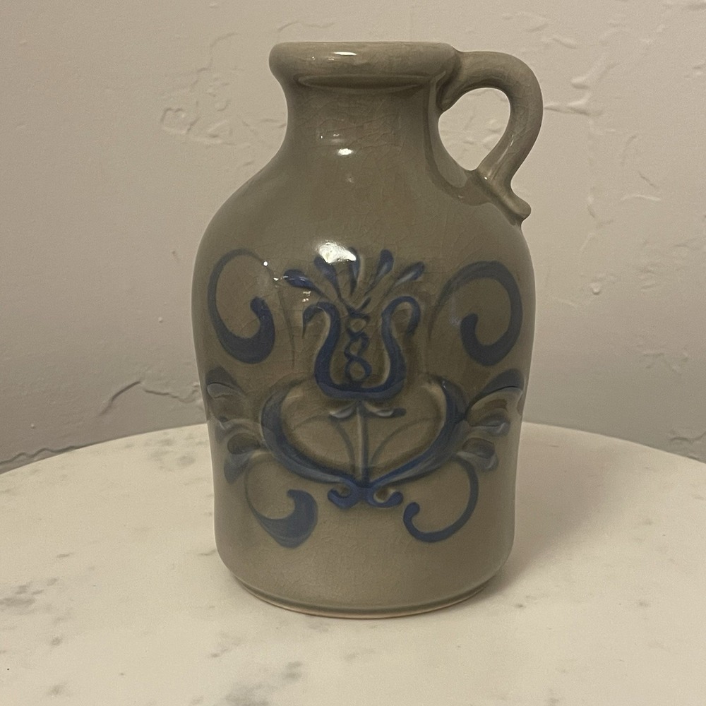 Vintage Inarco Japan Pottery Medium Jug Vase with Blue Design‎